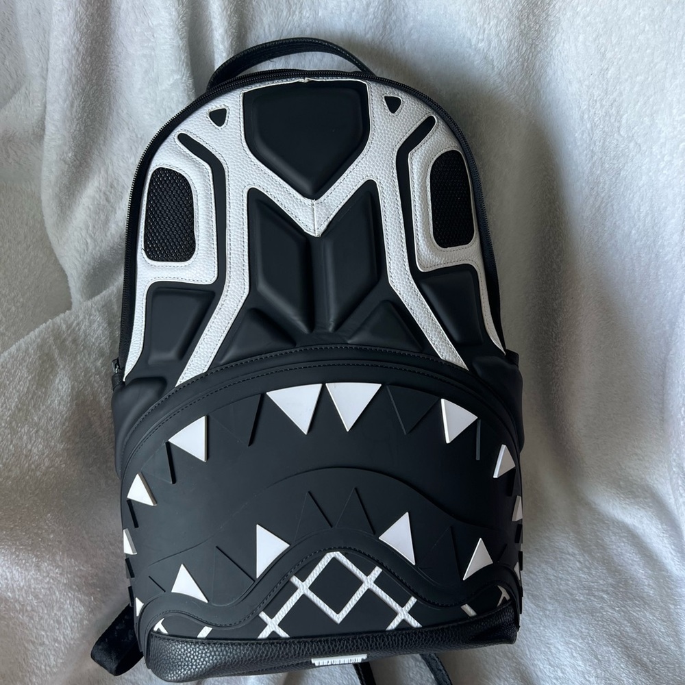Geometric Black and White Backpack with Tribal Design